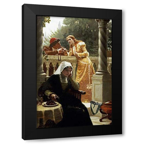 A Stolen Interview Black Modern Wood Framed Art Print by Leighton, Edmund Blair