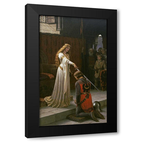 The Accolade Black Modern Wood Framed Art Print by Leighton, Edmund Blair