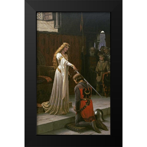 The Accolade Black Modern Wood Framed Art Print by Leighton, Edmund Blair