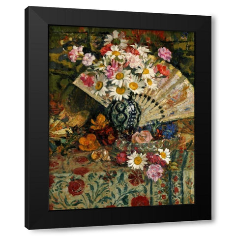 Still Life With a Fan Black Modern Wood Framed Art Print with Double Matting by Lemmen, Georges