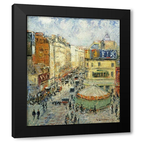 La Rue De Clignancourt Black Modern Wood Framed Art Print by Loiseau, Gustave