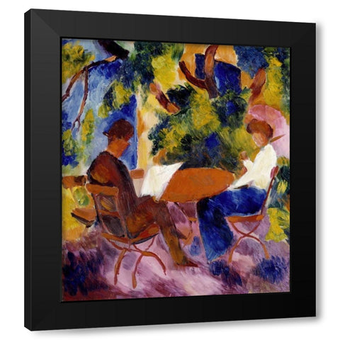 At The Garden Table Black Modern Wood Framed Art Print by Macke, August