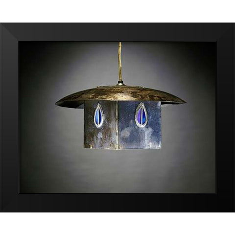 A Metal and Leaded Glass Hanging Shade Black Modern Wood Framed Art Print by Mackintosh, Charles Rennie