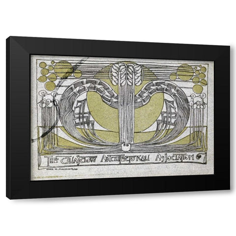 Conversazione Programme Black Modern Wood Framed Art Print with Double Matting by Mackintosh, Charles Rennie
