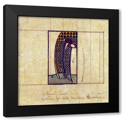 Design For Curtains For The Hall Windows Black Modern Wood Framed Art Print by Mackintosh, Charles Rennie