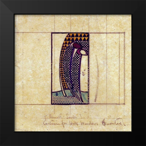 Design For Curtains For The Hall Windows Black Modern Wood Framed Art Print by Mackintosh, Charles Rennie