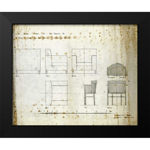 Designs For An Upholstered Chair, 1909 Black Modern Wood Framed Art Print by Mackintosh, Charles Rennie