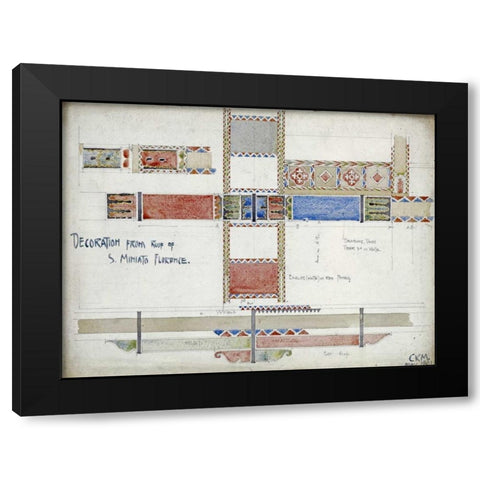 Florence, San Miniato, Studies of Decorative Ceiling Panels Black Modern Wood Framed Art Print by Mackintosh, Charles Rennie