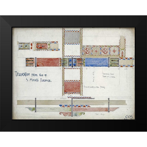 Florence, San Miniato, Studies of Decorative Ceiling Panels Black Modern Wood Framed Art Print by Mackintosh, Charles Rennie