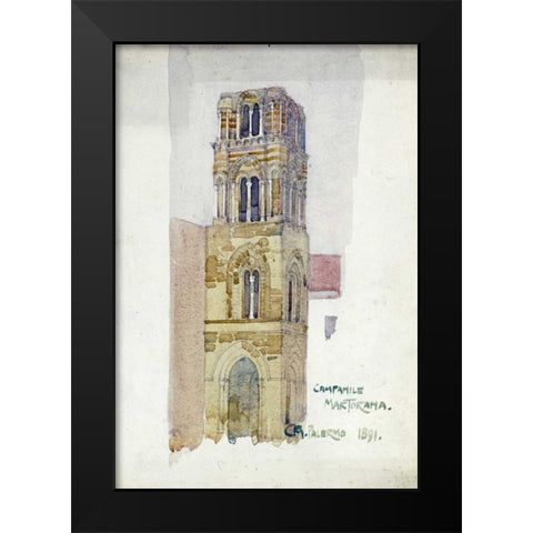 Palermo, Campanile Martorana Black Modern Wood Framed Art Print by Mackintosh, Charles Rennie