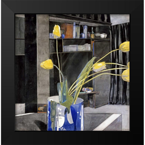 Yellow Tulips Black Modern Wood Framed Art Print by Mackintosh, Charles Rennie