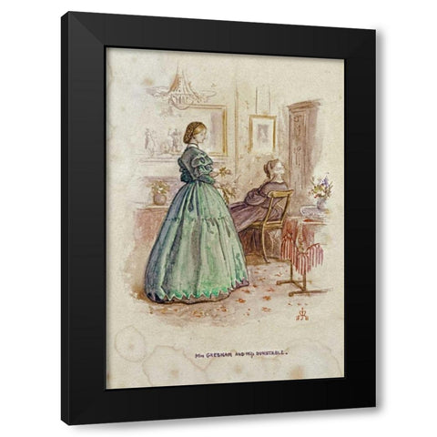 Mrs. Gresham and Miss Dunstable Black Modern Wood Framed Art Print with Double Matting by Millais, John Everett