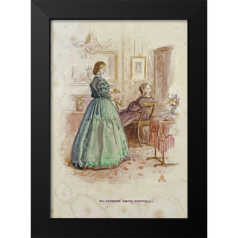 Mrs. Gresham and Miss Dunstable Black Modern Wood Framed Art Print by Millais, John Everett