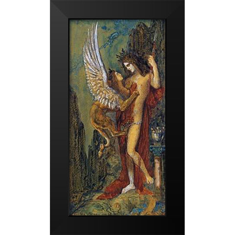 The Sphinx Black Modern Wood Framed Art Print by Moreau, Gustave