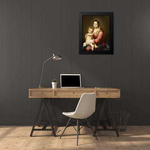 The Virgin and Child Black Modern Wood Framed Art Print by Murillo, Bartolome Esteban