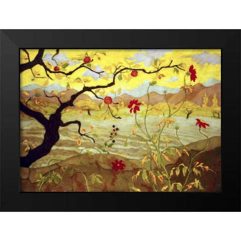 Apple Tree with Red Fruit Black Modern Wood Framed Art Print by Ranson, Paul