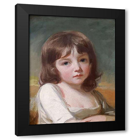 Portrait of a Girl Black Modern Wood Framed Art Print with Double Matting by Romney, George