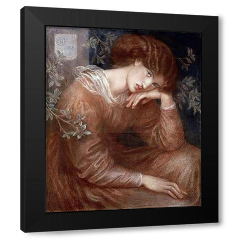 Reverie Black Modern Wood Framed Art Print with Double Matting by Rossetti, Dante Gabriel