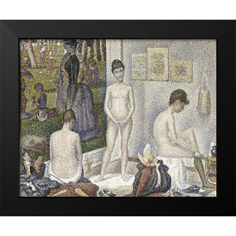 Sur La Grande Jatte, Umbrella Black Modern Wood Framed Art Print by Seurat, Georges