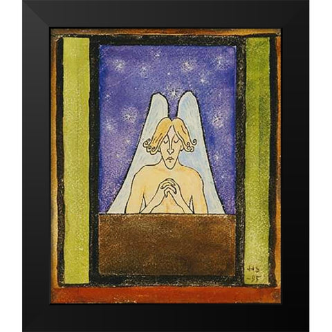 Meditation Black Modern Wood Framed Art Print by Simberg, Hugo