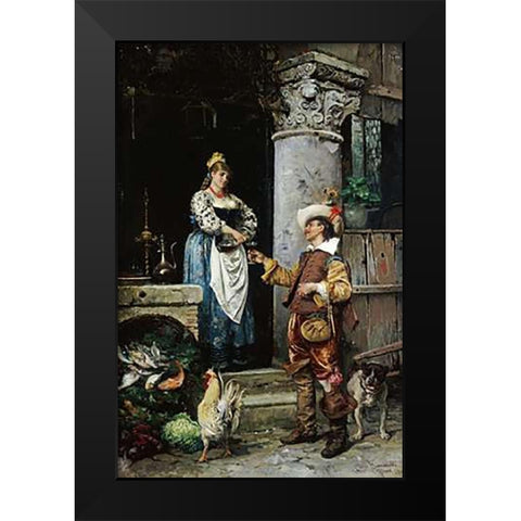 Wine For The Weary Black Modern Wood Framed Art Print by Simonetti, Attilio