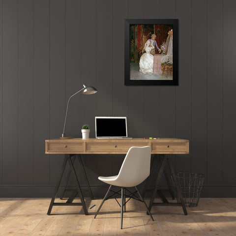 In The Boudoir Black Modern Wood Framed Art Print by Simonetti, Ettore