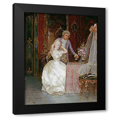 In The Boudoir Black Modern Wood Framed Art Print with Double Matting by Simonetti, Ettore