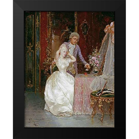 In The Boudoir Black Modern Wood Framed Art Print by Simonetti, Ettore