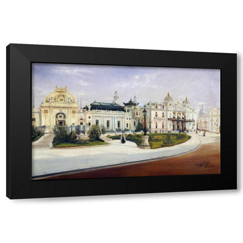 The Casino, Monte Carlo Black Modern Wood Framed Art Print with Double Matting by Stevens, Charles
