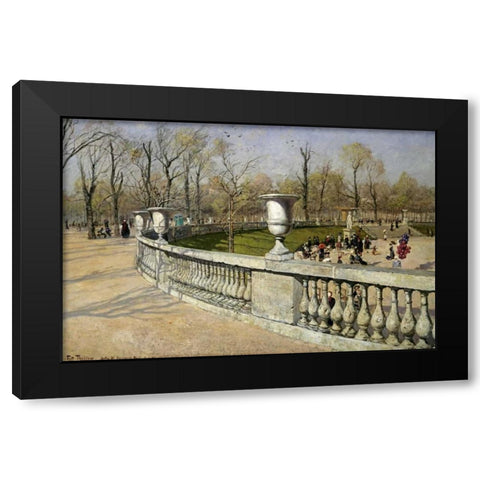 Jardin Du Luxembourg Black Modern Wood Framed Art Print with Double Matting by Thaulow, Fritz
