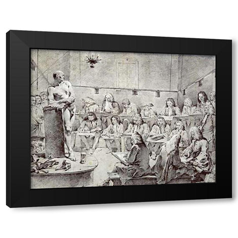 Piazzettas Academy: Artists Drawing a Nude Black Modern Wood Framed Art Print by Tiepolo, Giovanni Battista