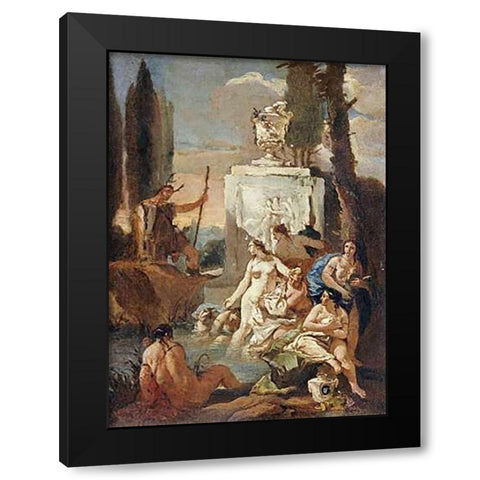 Diana and Acteon Black Modern Wood Framed Art Print by Tiepolo, Giovanni Battista