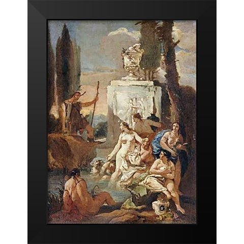 Diana and Acteon Black Modern Wood Framed Art Print by Tiepolo, Giovanni Battista