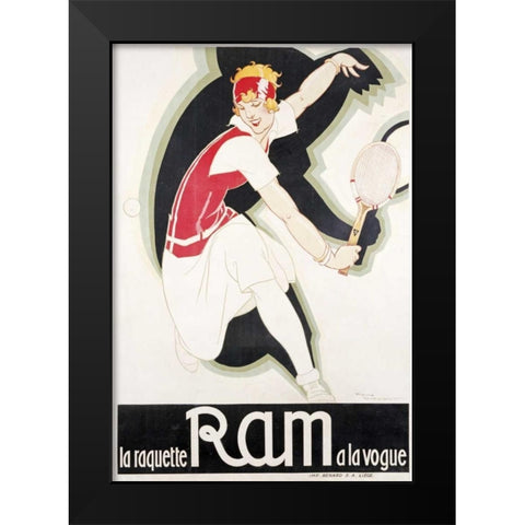 Ram Black Modern Wood Framed Art Print by Vincent, Rene