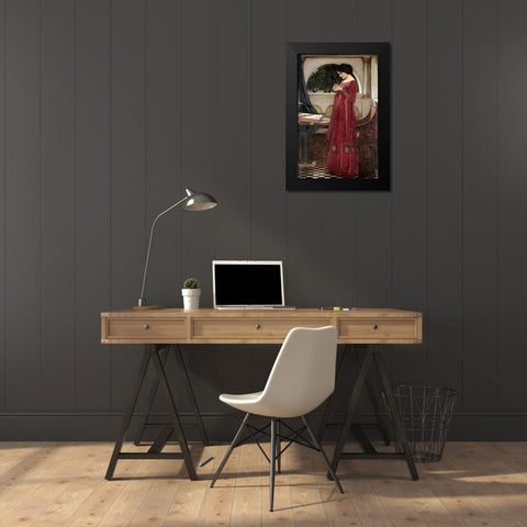 The Crystal Ball Black Modern Wood Framed Art Print by Waterhouse, John William