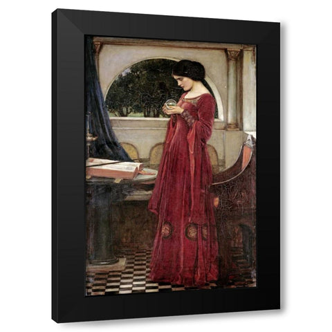 The Crystal Ball Black Modern Wood Framed Art Print by Waterhouse, John William
