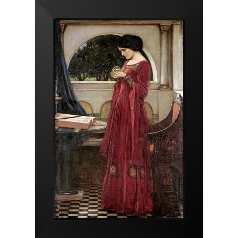 The Crystal Ball Black Modern Wood Framed Art Print by Waterhouse, John William