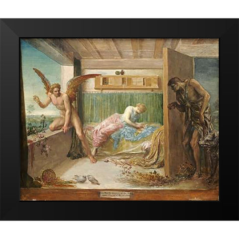 When Poverty Comes In at The Door, Love Flies Out of The Window Black Modern Wood Framed Art Print by Watts, George Frederick