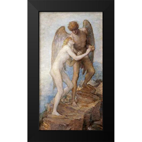 Love and Life Black Modern Wood Framed Art Print by Watts, George Frederick