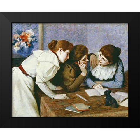 La Lecture Black Modern Wood Framed Art Print by Zandomeneghi, Federico