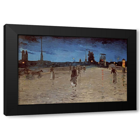 Le Pont De Pierre, Rouen Black Modern Wood Framed Art Print by Angrand, Charles