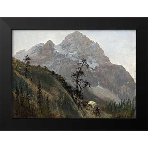 Western Trail, The Rockies Black Modern Wood Framed Art Print by Bierstadt, Albert