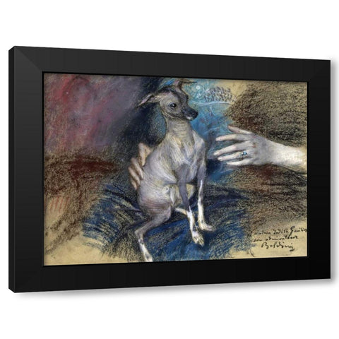 Elegante Au Chien Black Modern Wood Framed Art Print by Boldini, Giovanni