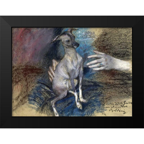 Elegante Au Chien Black Modern Wood Framed Art Print by Boldini, Giovanni