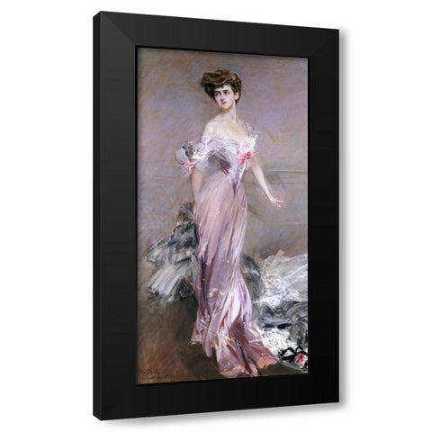 Portrait of Mrs. Howard-Johnston Black Modern Wood Framed Art Print by Boldini, Giovanni