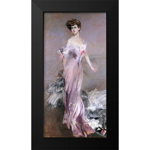 Portrait of Mrs. Howard-Johnston Black Modern Wood Framed Art Print by Boldini, Giovanni