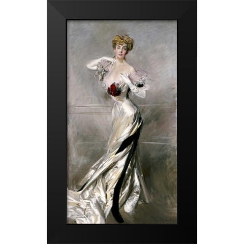 Portrait of The Countess Zichy Black Modern Wood Framed Art Print by Boldini, Giovanni