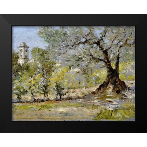 Olive Trees In Florence Black Modern Wood Framed Art Print by Chase, William Merritt