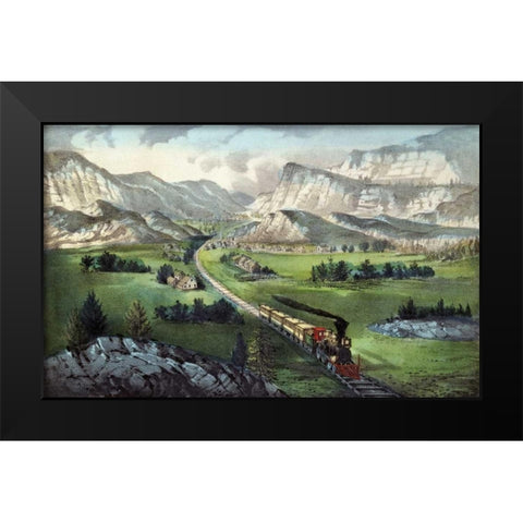 The Great West Black Modern Wood Framed Art Print by Currier and Ives