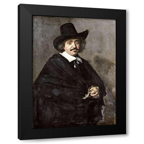 Portrait of a Gentleman Black Modern Wood Framed Art Print with Double Matting by Hals, Frans